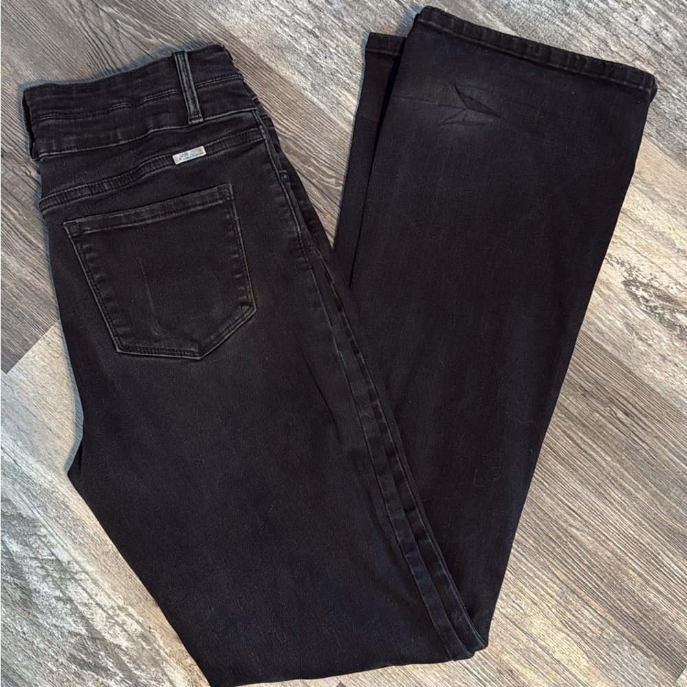 KanCan Women's Dark Black Flare Jeans